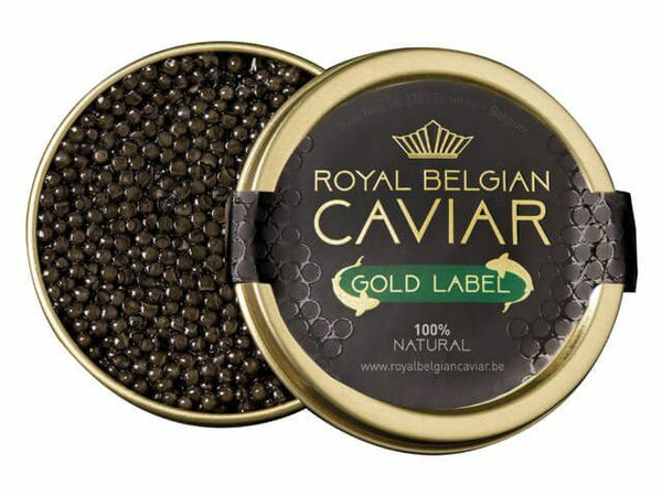 Royal Belgian Caviar on white background